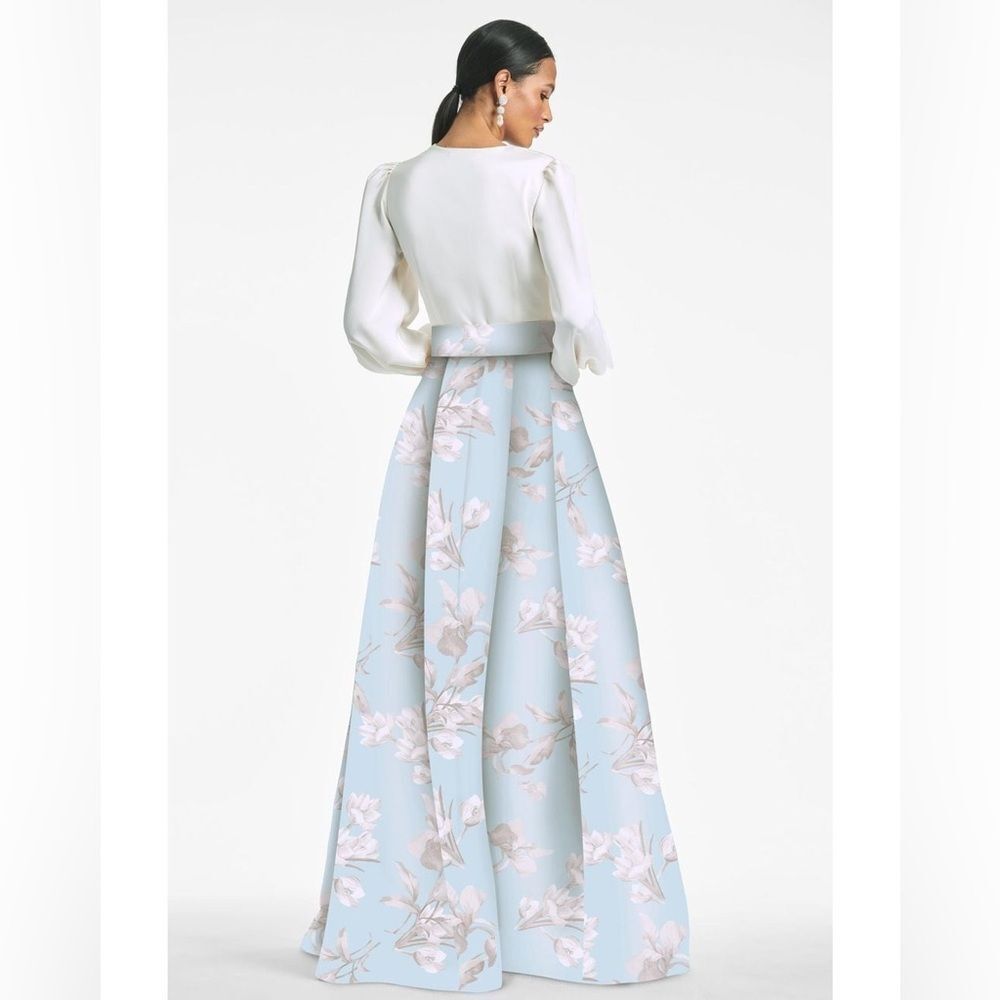 Sachin + Babi Zoe Blue White Floral Gown Dress Size 6 No Belt - Picture 5 of 14